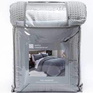 HD HOME NWT 3pc waffle comforter set -light gray -full/queen